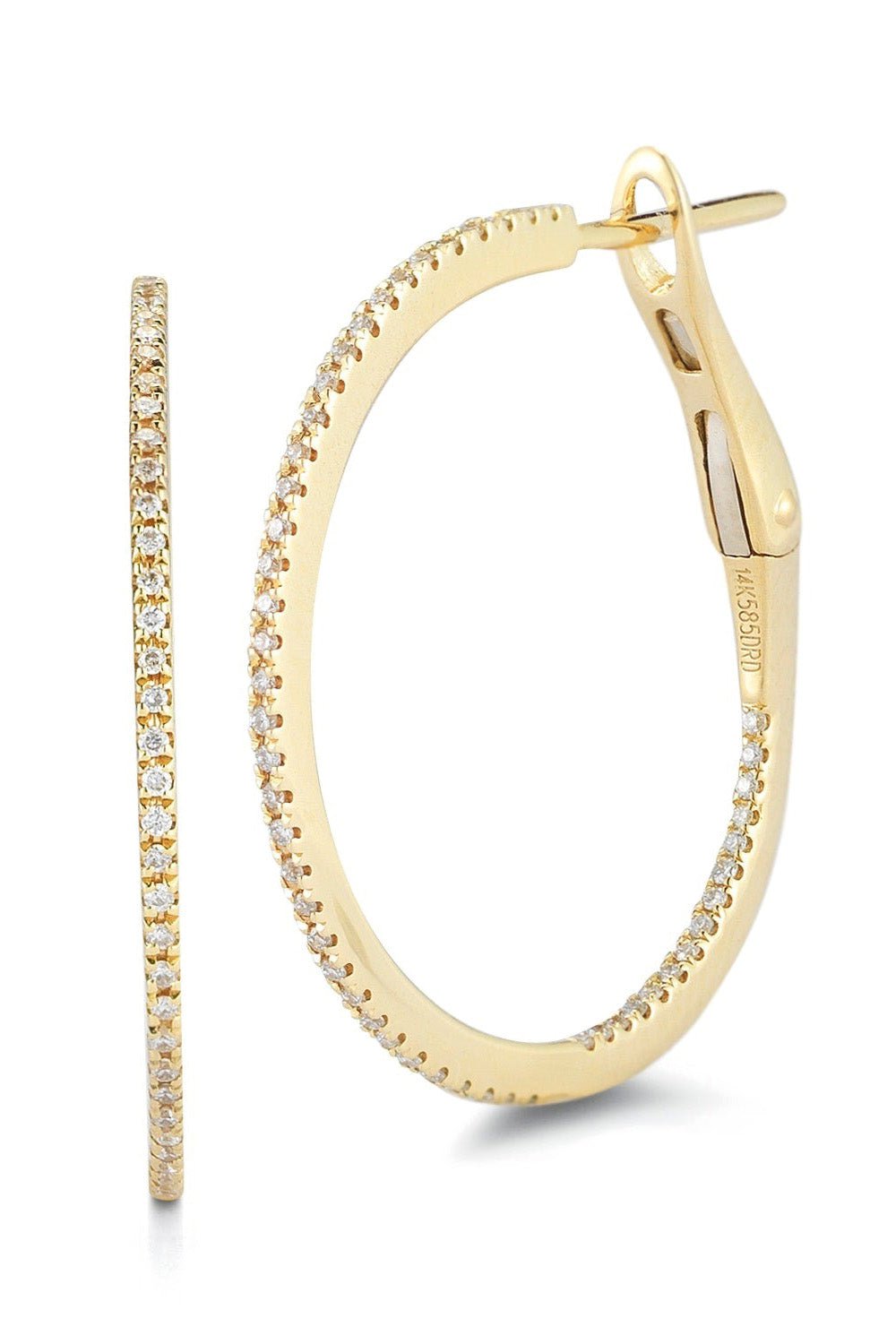 DANA REBECCA DESIGNS-Yellow Gold DRD Medium Diamond Hoops-YELLOW GOLD