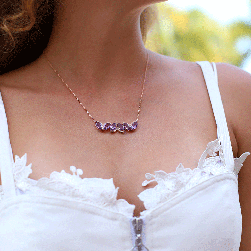 DANA REBECCA DESIGNS-Lindsay Allison Amethyst Necklace-ROSE GOLD