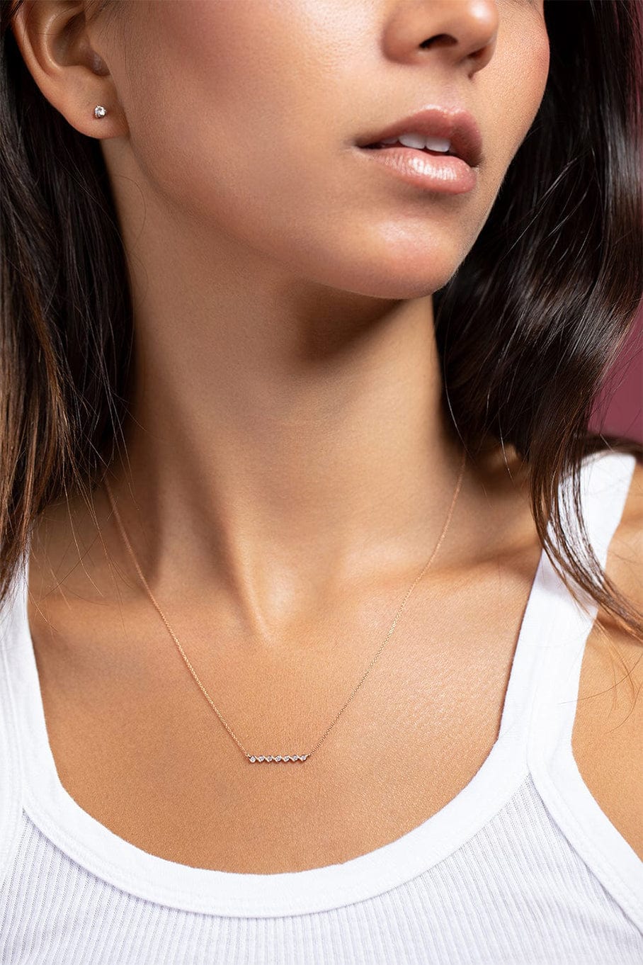DANA REBECCA DESIGNS-Lulu Jack Diamond Bezel Bar Necklace-ROSE GOLD