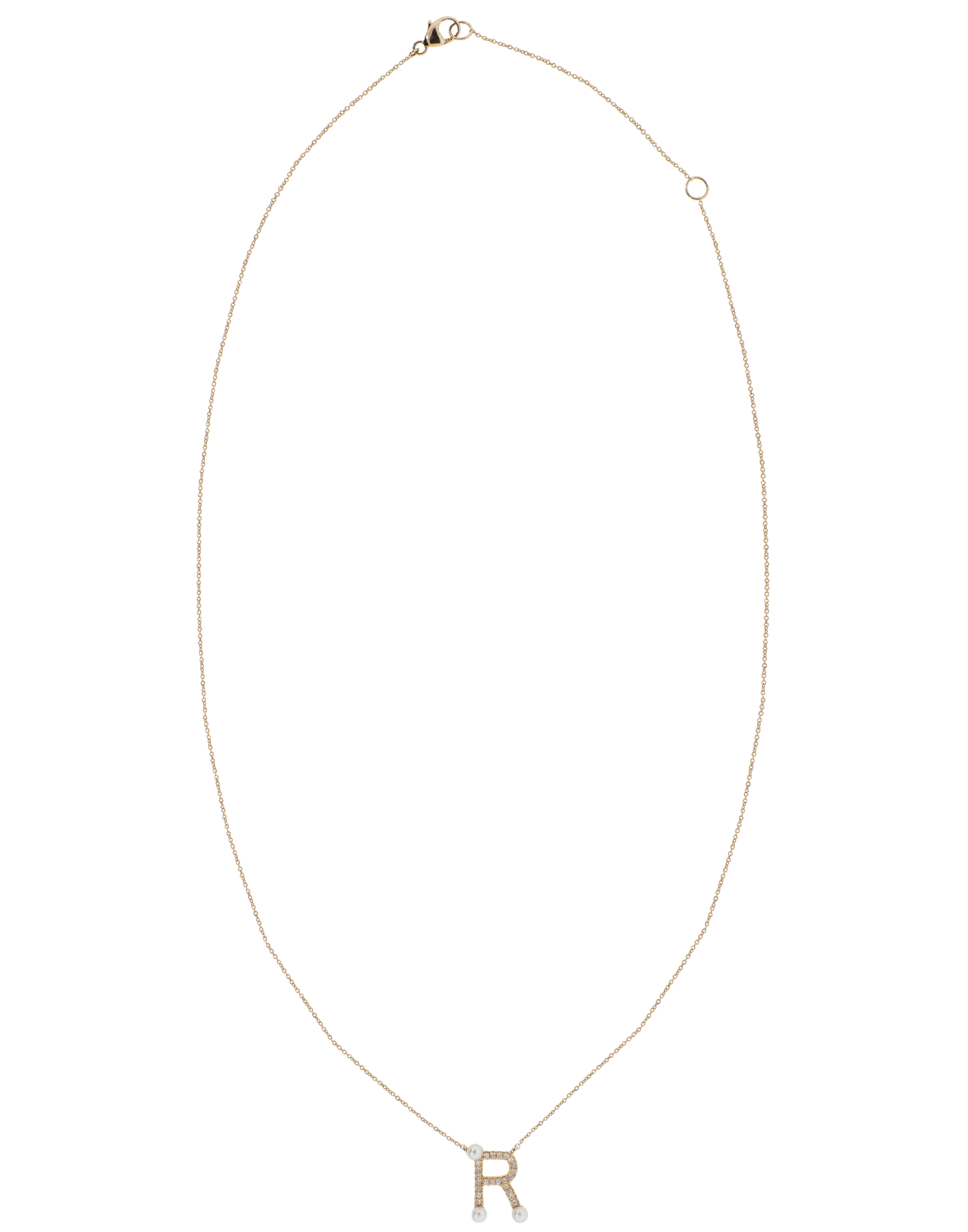 DANA REBECCA DESIGNS-Pearl and Diamond 'R' Pendant Necklace-ROSE GOLD