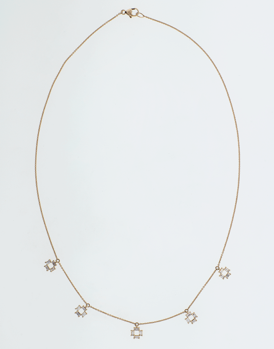 DANA REBECCA DESIGNS-Sadie Pearl Five Station Baguette Necklace-ROSE GOLD