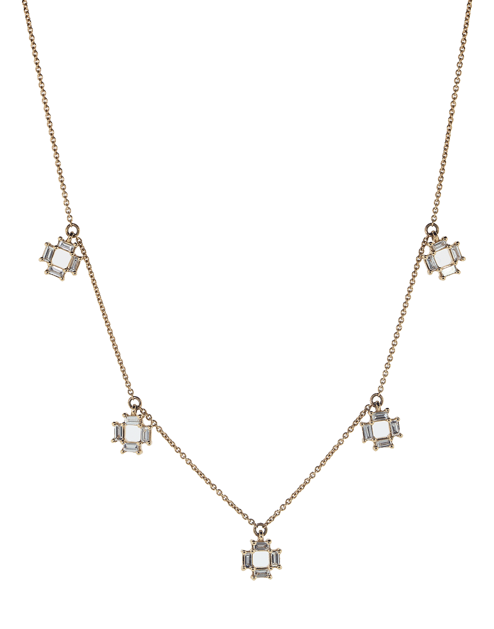 DANA REBECCA DESIGNS-Sadie Pearl Five Station Baguette Necklace-ROSE GOLD