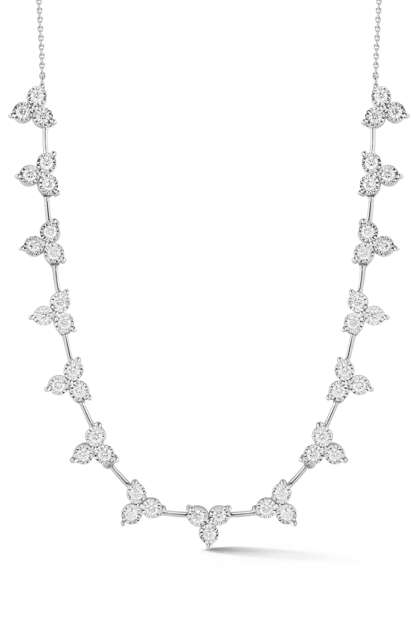 DANA REBECCA DESIGNS-White Gold Ava Bea Interval Trio Tennis Necklace - 14/16"-WHITE GOLD