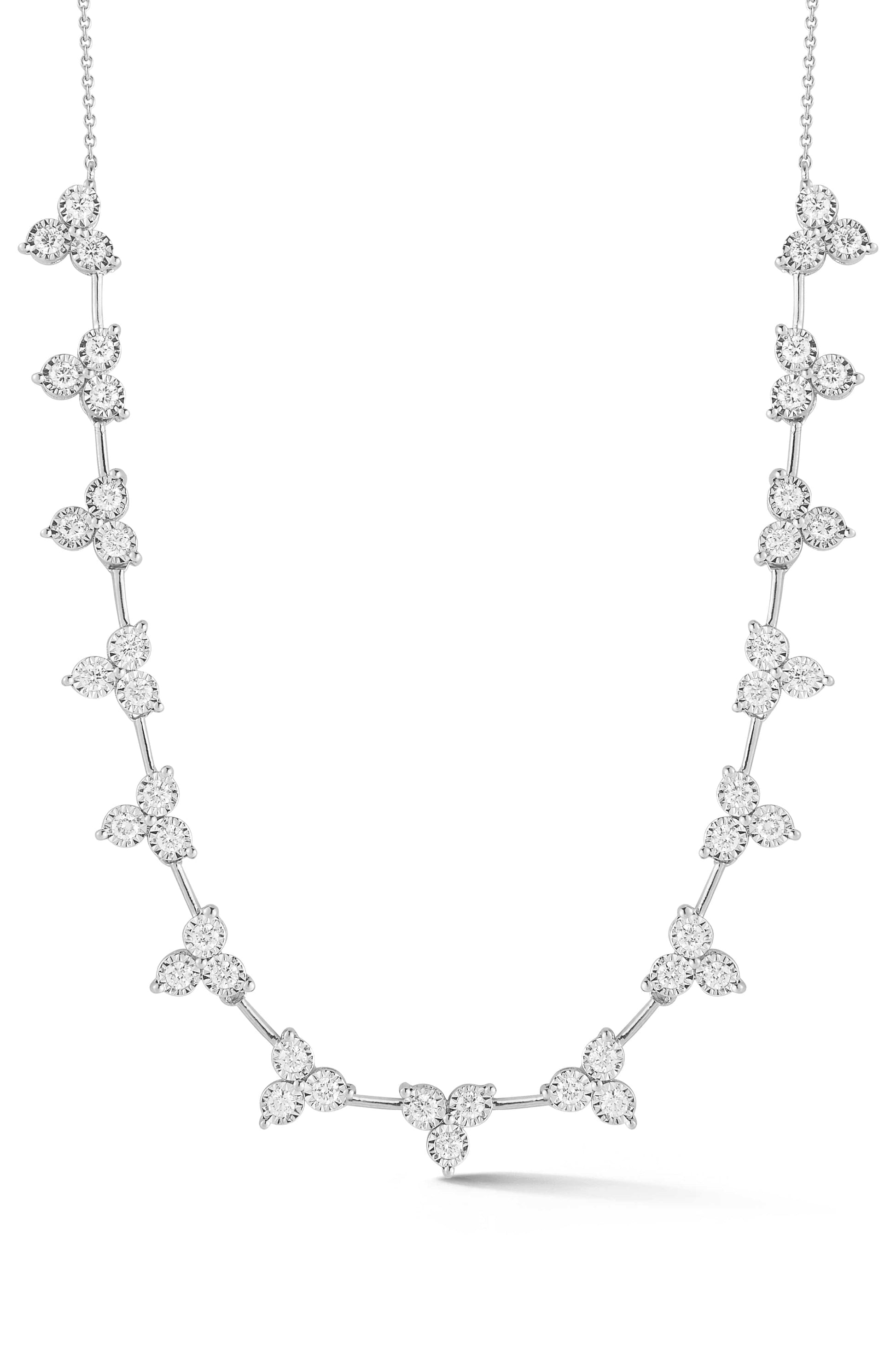 DANA REBECCA DESIGNS-White Gold Ava Bea Interval Trio Tennis Necklace - 14/16"-WHITE GOLD