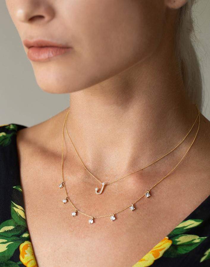 DANA REBECCA DESIGNS-Ava Bea Diamond Station Necklace-YELLOW GOLD