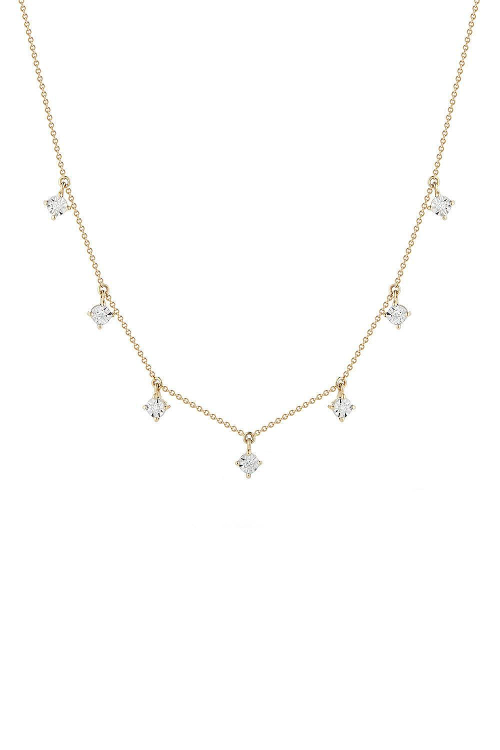 Diamond Ava Bea Station Necklace-YELLOW GOLD-16/18-JEWELRYFINE JEWELNECKLACE O-DANA REBECCA DESIGNS