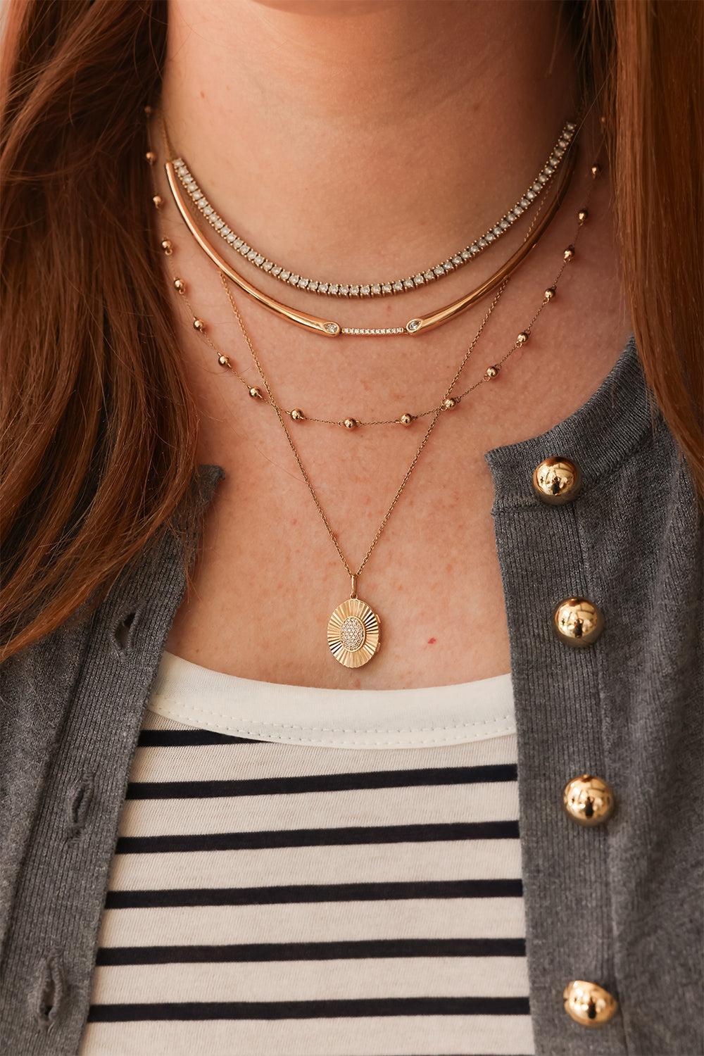 Diamond Taylor Elaine Bar Collar Necklace-YELLOW GOLD-16/18-JEWELRYFINE JEWELNECKLACE O-DANA REBECCA DESIGNS