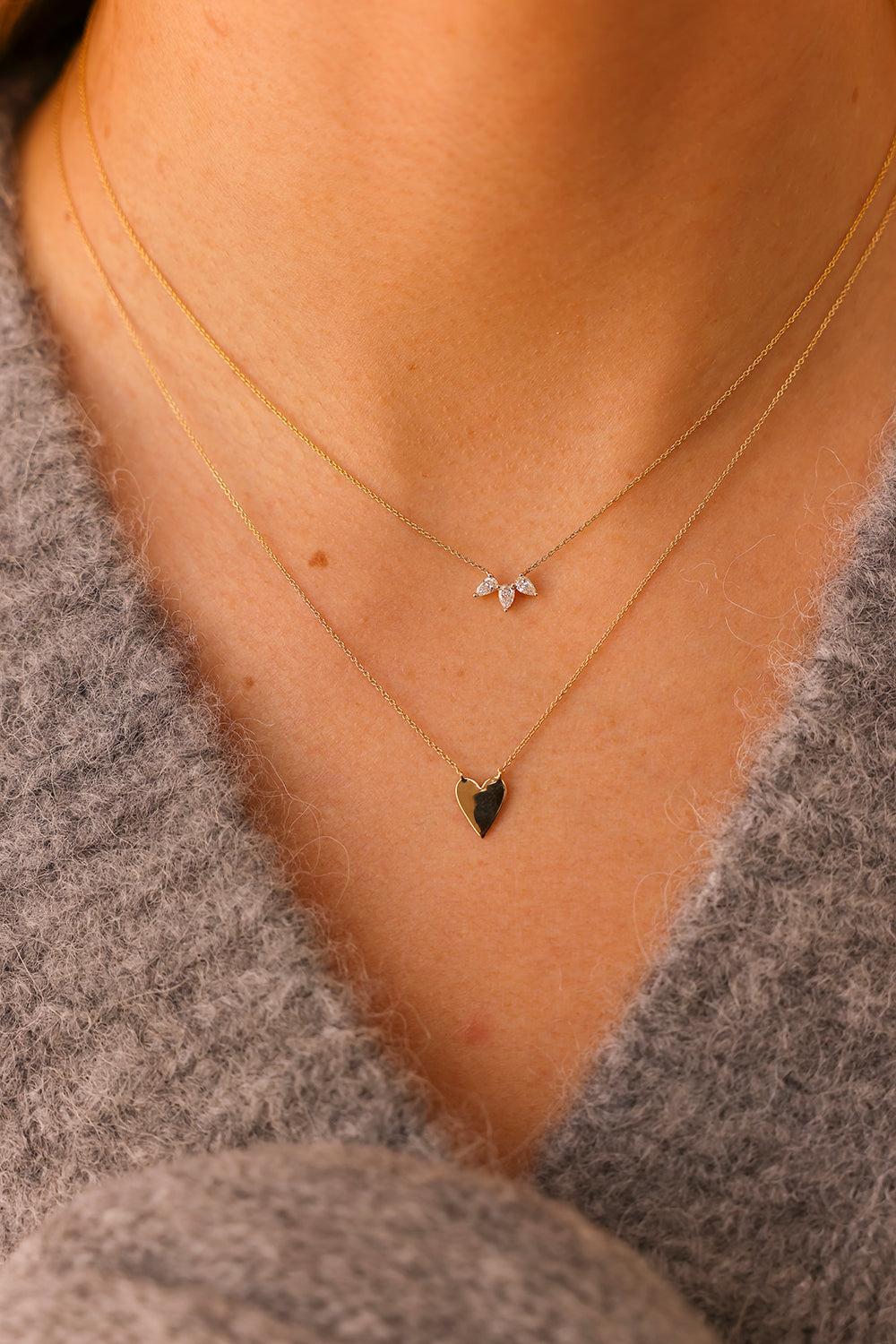 Taylor Elaine Trio Pear Necklace-YELLOW GOLD-16/18-JEWELRYFINE JEWELNECKLACE O-DANA REBECCA DESIGNS