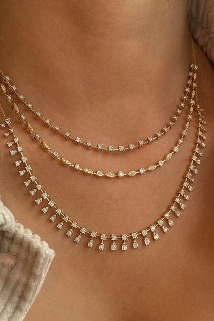 DANA REBECCA DESIGNS-Ava Bea Fringe Tennis Necklace-YELLOW GOLD