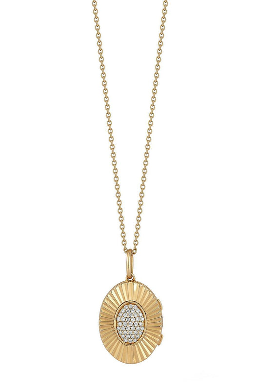 Diamond Teddi Paige Oval Locket Necklace-YELLOW GOLD-JEWELRYFINE JEWELNECKLACE O-DANA REBECCA DESIGNS