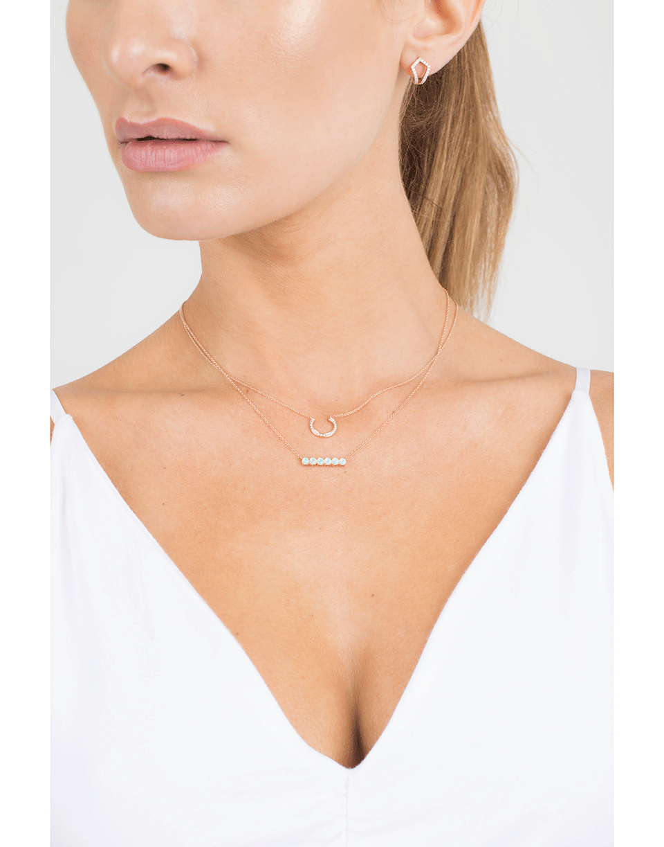 DANA REBECCA DESIGNS-Opal And Diamond Pave Heart Necklace-YELLOW GOLD