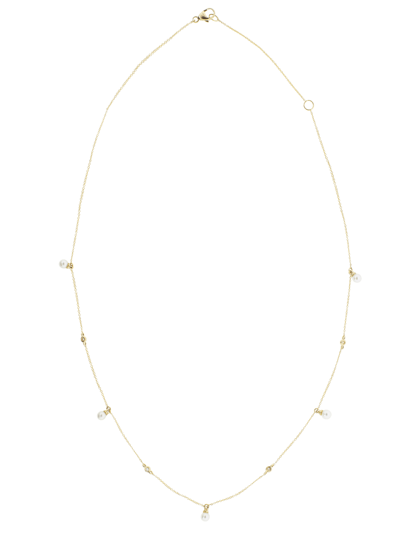 DANA REBECCA DESIGNS-Pearl Ivy Bezel Station Necklace-YELLOW GOLD