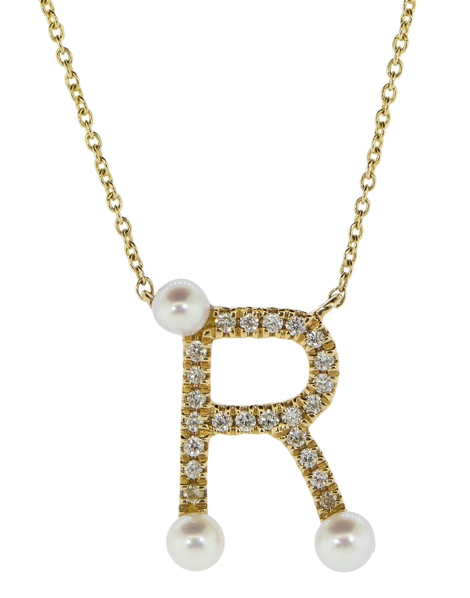 DANA REBECCA DESIGNS-Pearl Ivy Initial R Necklace-YELLOW GOLD