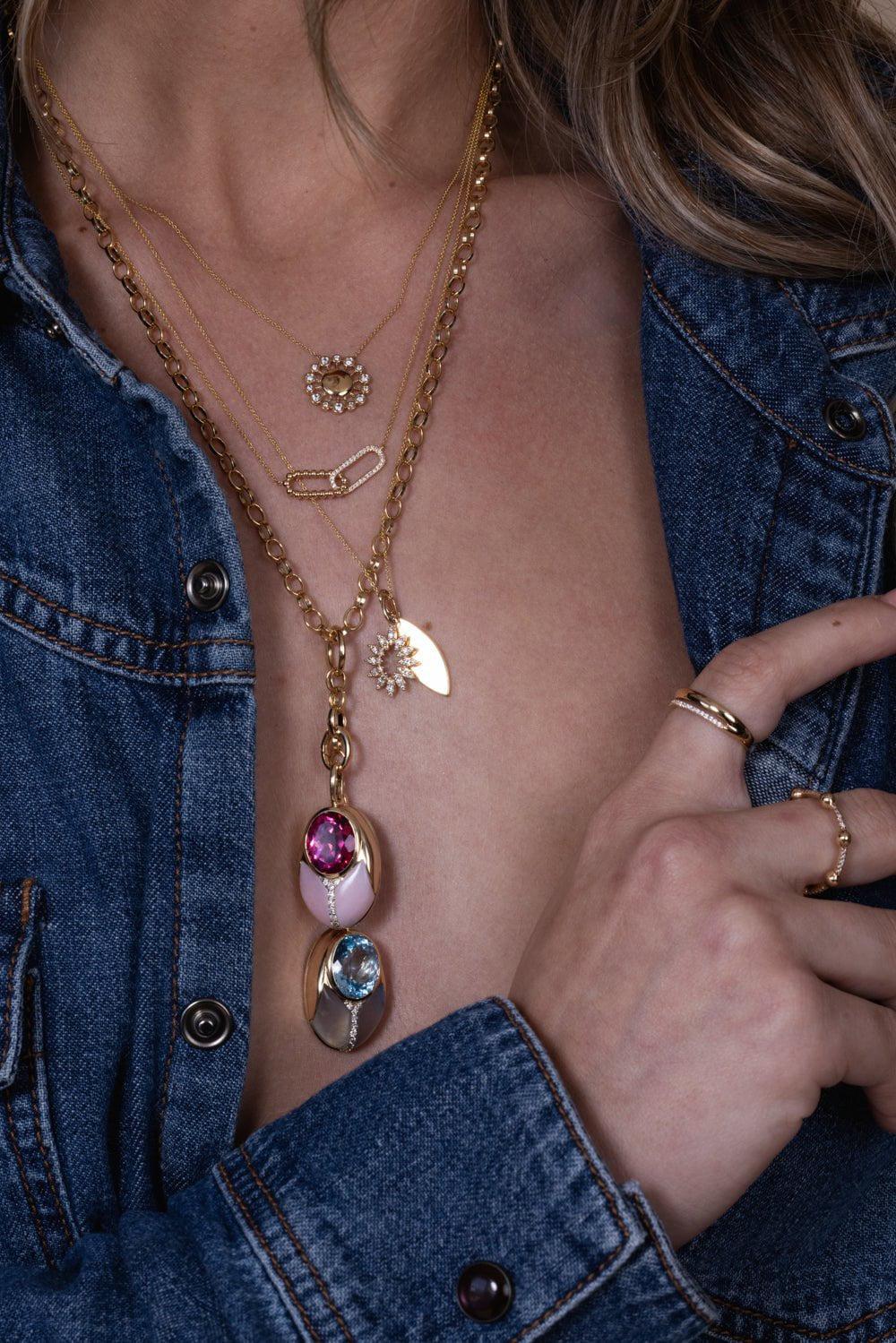 DANA REBECCA DESIGNS-Sophia Ryan Marquise Charm Necklace-YELLOW GOLD