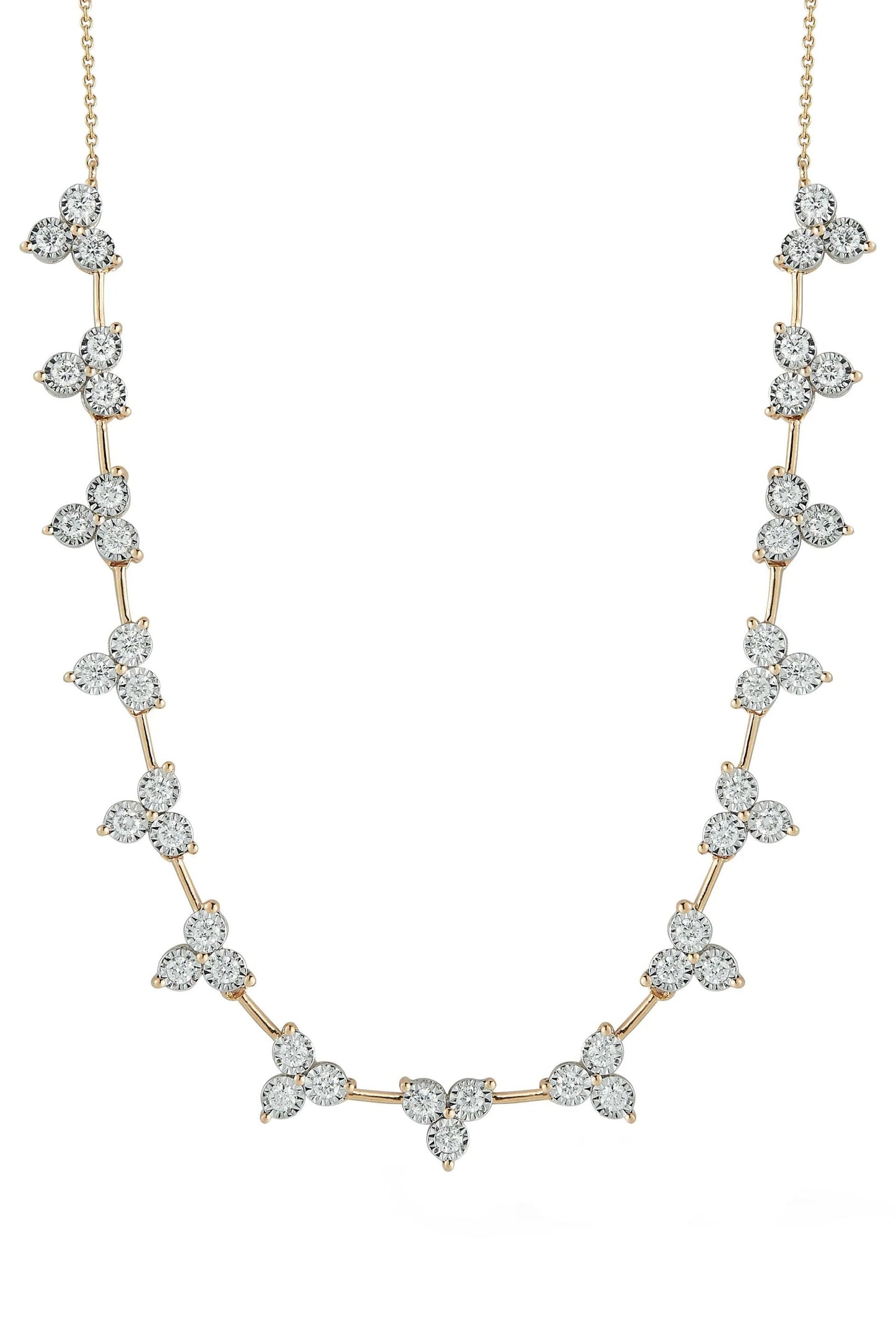 DANA REBECCA DESIGNS-Yellow Gold Ava Bea Interval Trio Tennis Necklace - 14/16"-YELLOW GOLD