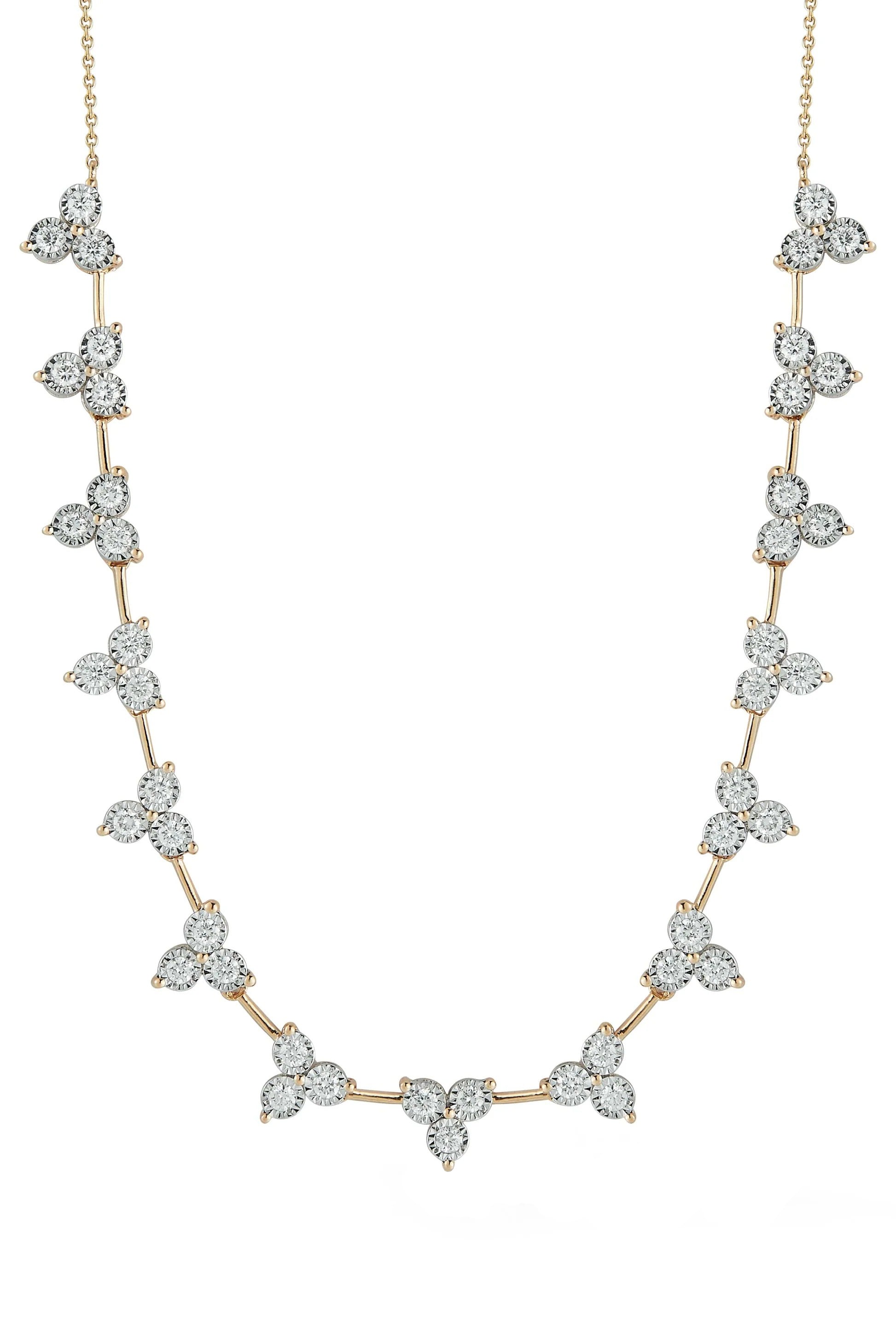 DANA REBECCA DESIGNS-Yellow Gold Ava Bea Interval Trio Tennis Necklace - 14/16"-YELLOW GOLD