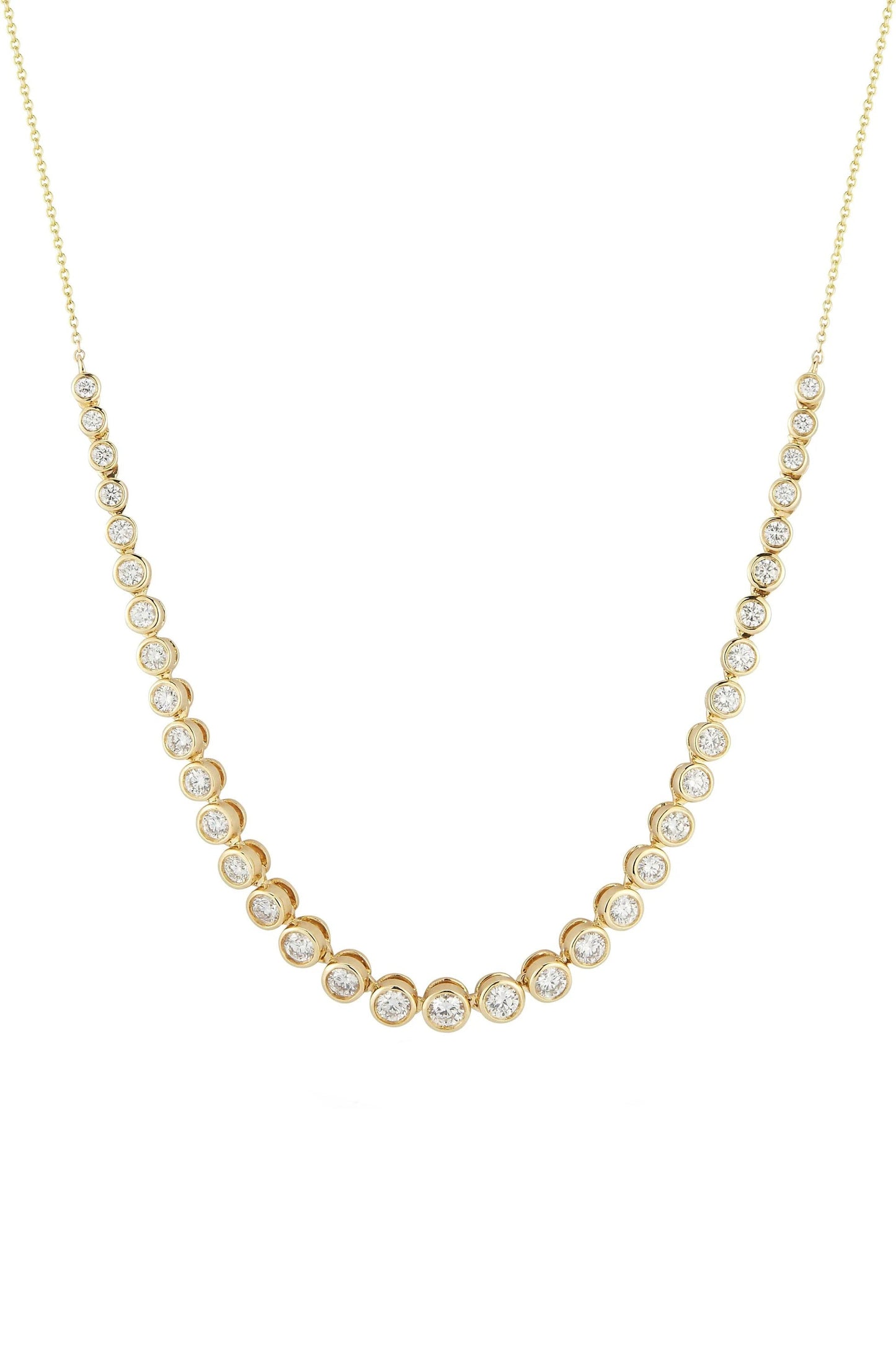 DANA REBECCA DESIGNS-Yellow Gold Lulu Jack Diamond Bezel Tennis Necklace-YELLOW GOLD