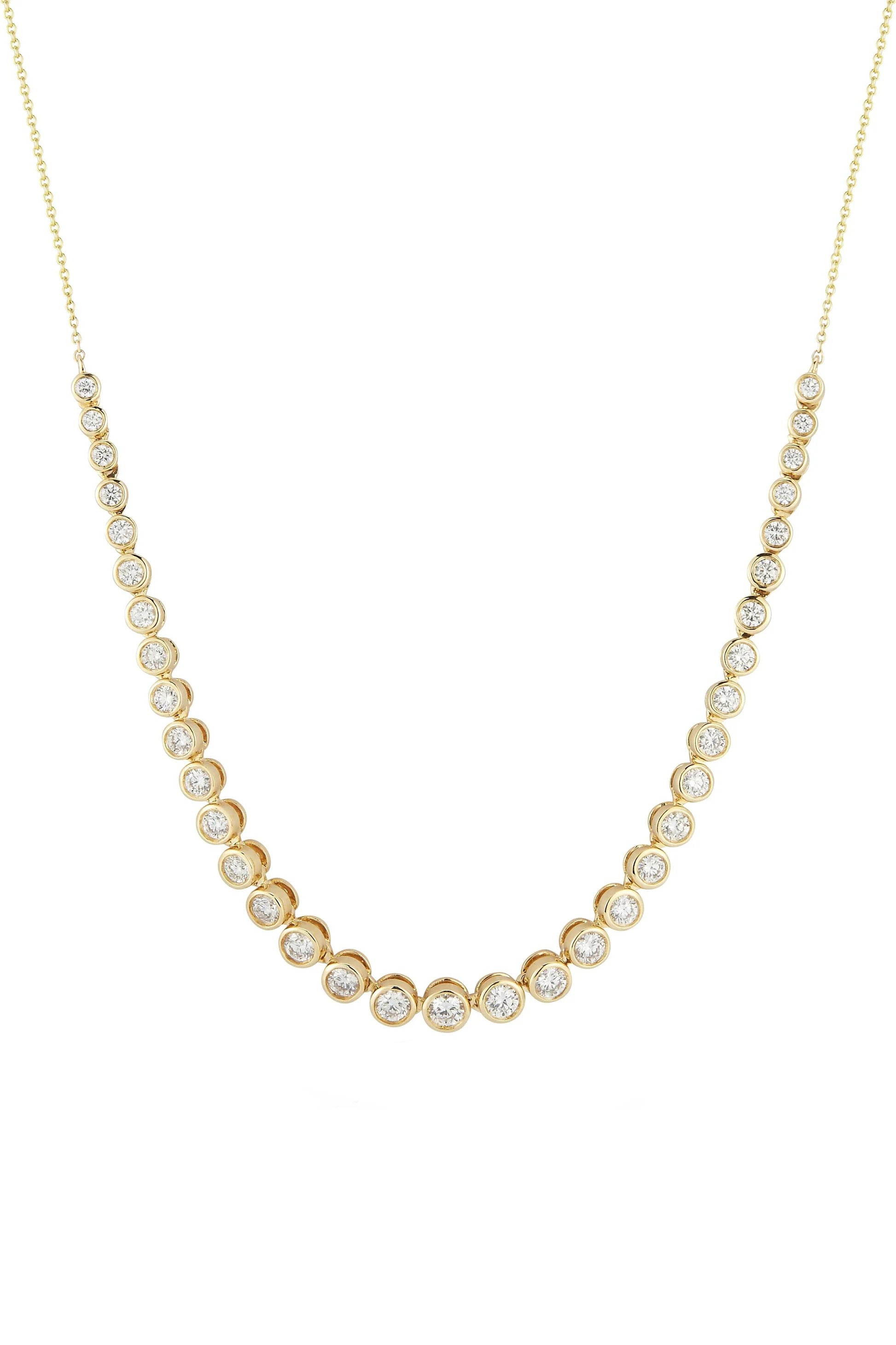 DANA REBECCA DESIGNS-Yellow Gold Lulu Jack Diamond Bezel Tennis Necklace-YELLOW GOLD