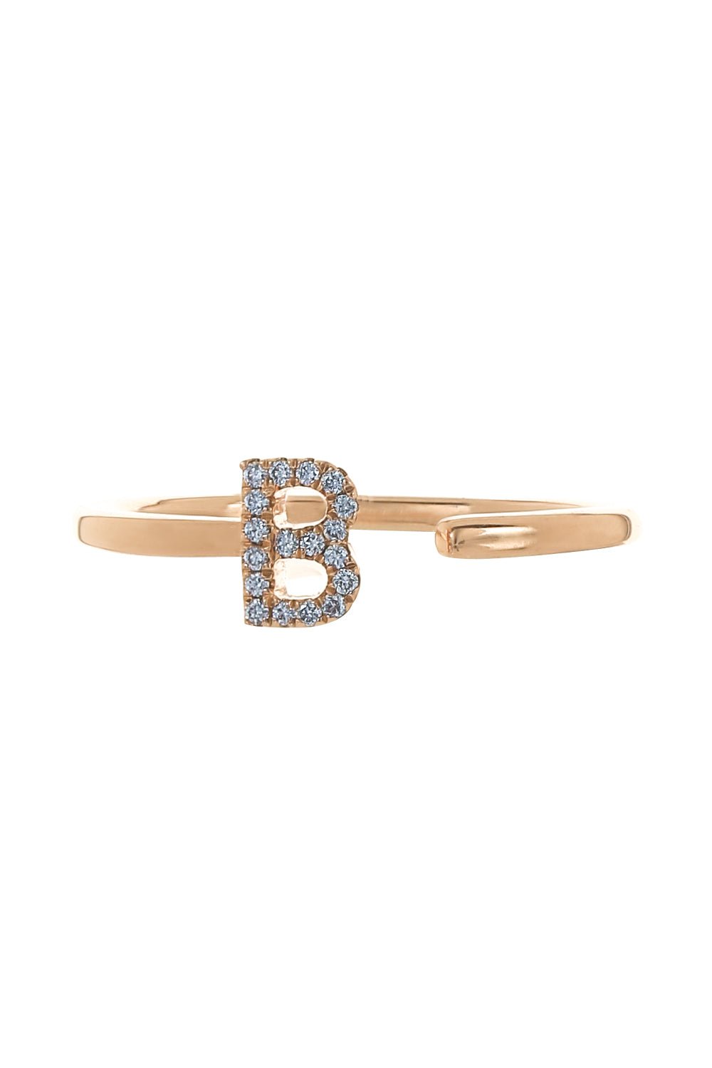 DANA REBECCA DESIGNS-B Diamond Single Initial Ring-ROSE GOLD