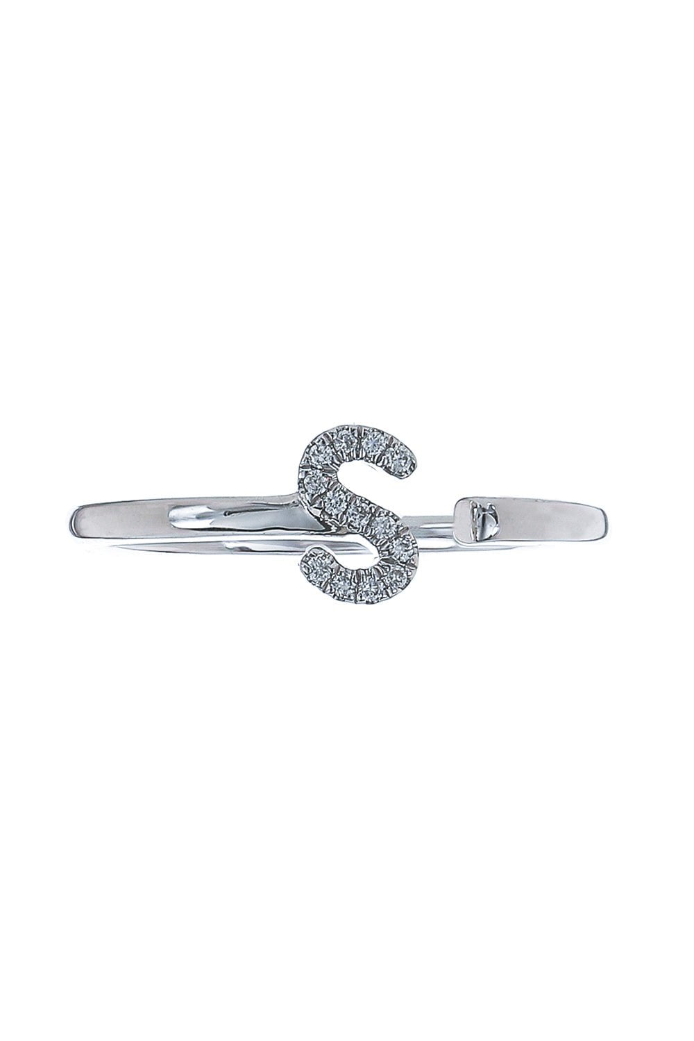 DANA REBECCA DESIGNS-S Diamond Single Initial Ring-WHITE GOLD