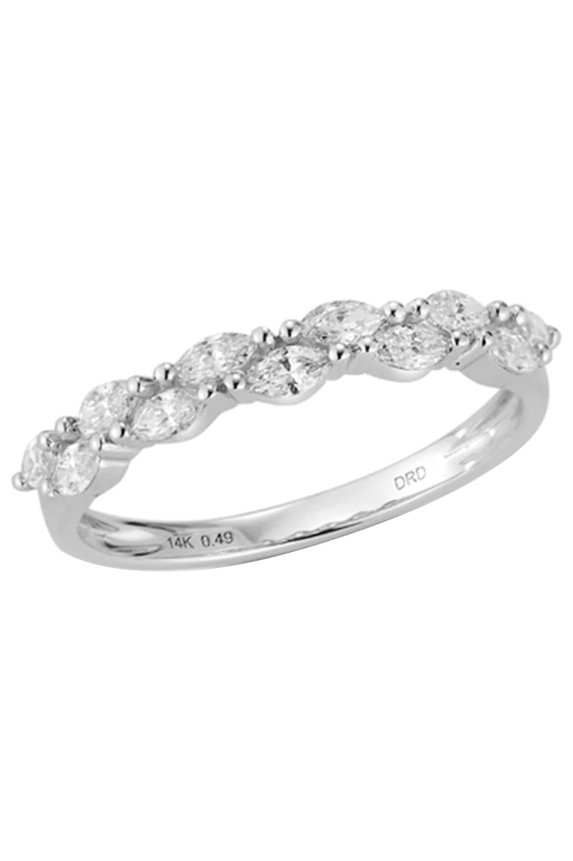 DANA REBECCA DESIGNS-Alexa Jordyn Marquise Wave Ring-WHITE GOLD