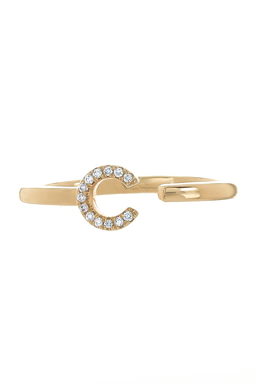 DANA REBECCA DESIGNS-C Diamond Single Initial Ring-YELLOW GOLD
