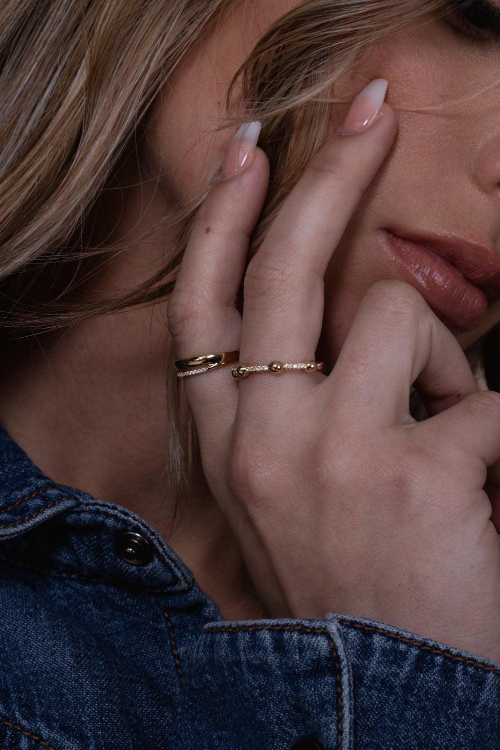 DANA REBECCA DESIGNS-Alexa Jordyn Marquise Inlay Double Row Ring-YELLOW GOLD