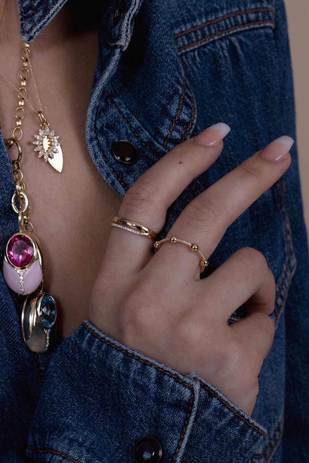 DANA REBECCA DESIGNS-Alexa Jordyn Marquise Inlay Double Row Ring-YELLOW GOLD