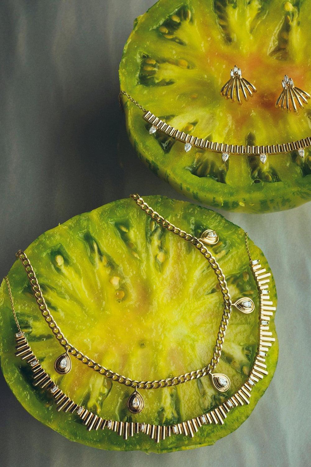 Seven Burst Huggie Earrings-YELLOW GOLD-JEWELRYFINE JEWELEARRING-DANA REBECCA DESIGNS