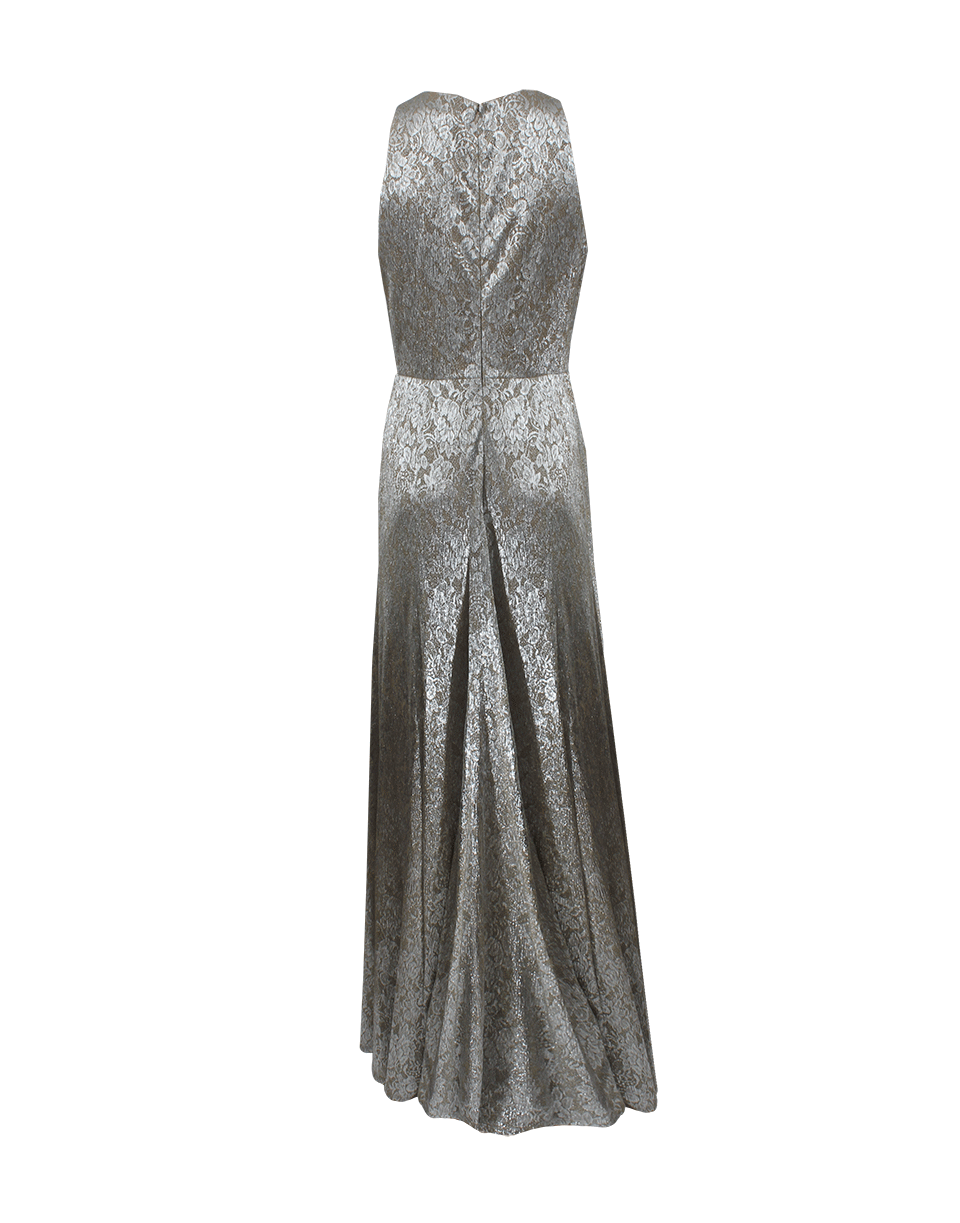 DAVID MEISTER-Metallic Lace Gown-