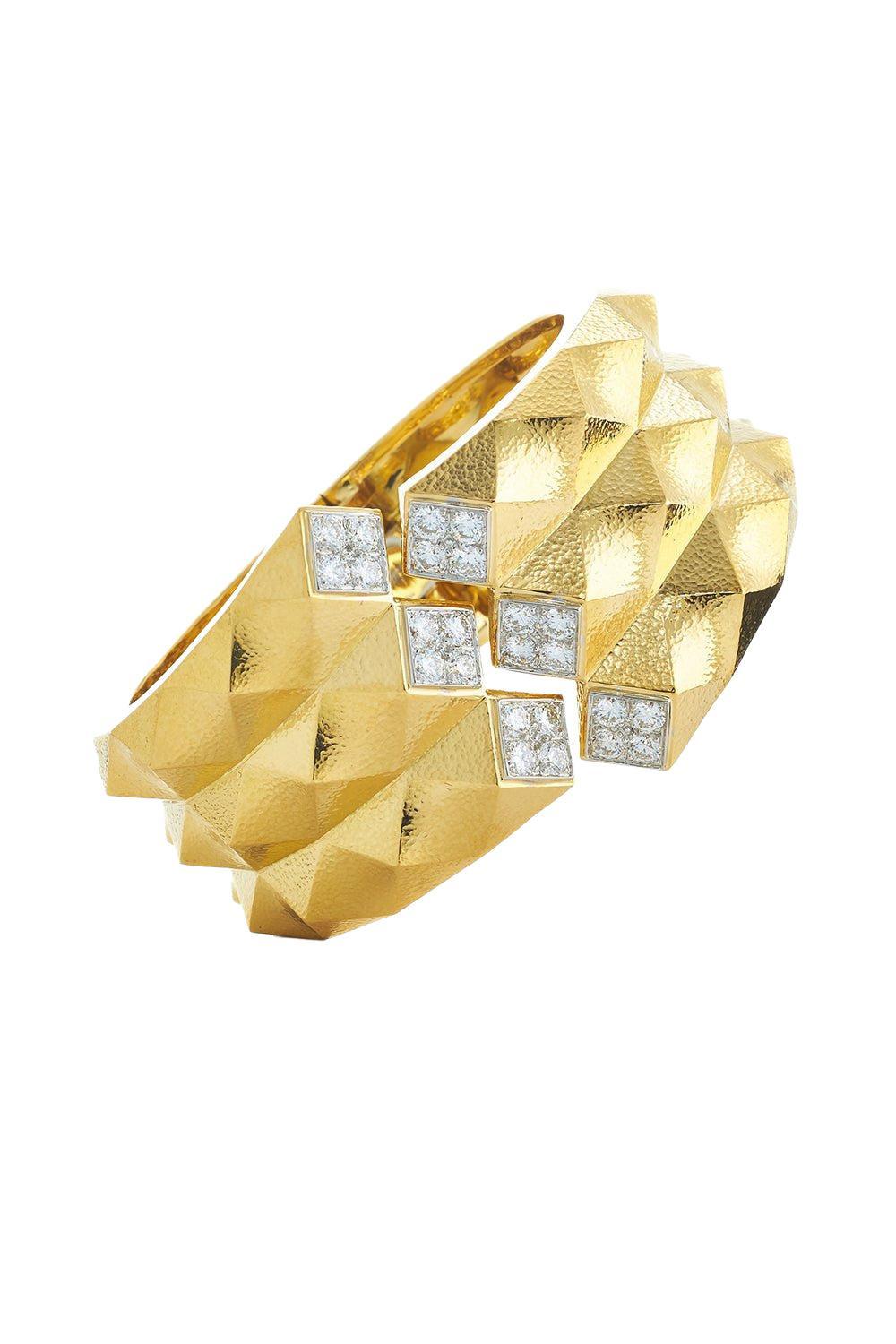 Hammered Origami Cuff Bracelet-YELLOW GOLD-JEWELRYFINE JEWELBRACELET O-DAVID WEBB