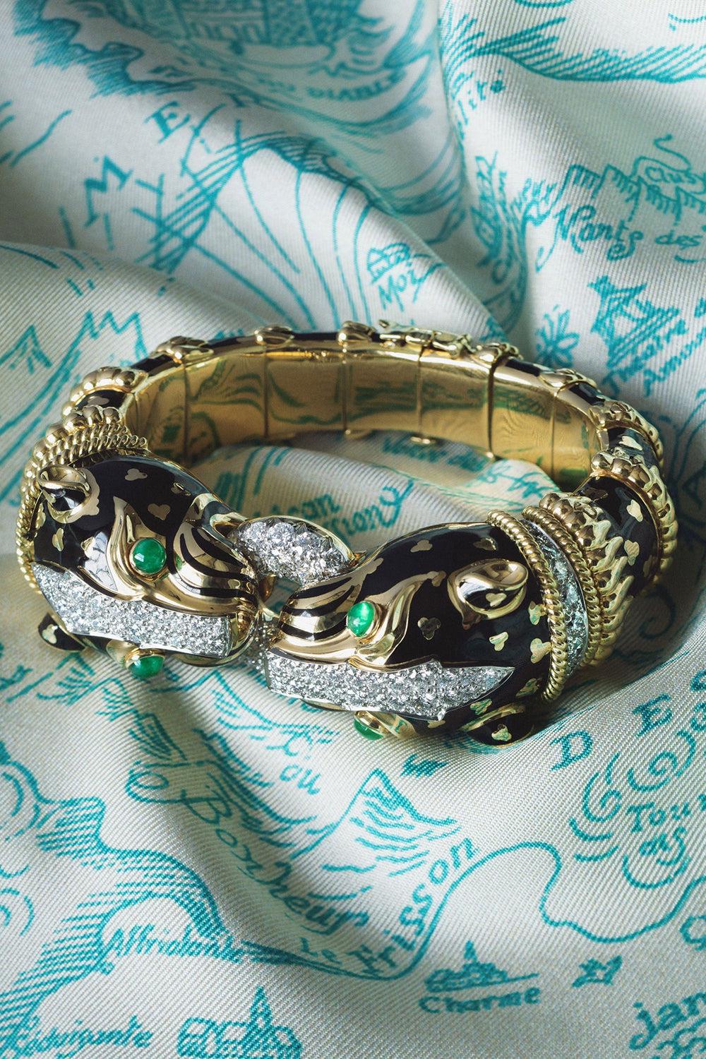 Double Leopard Bracelet-YELLOW GOLD-JEWELRYFINE JEWELBRACELET O-DAVID WEBB