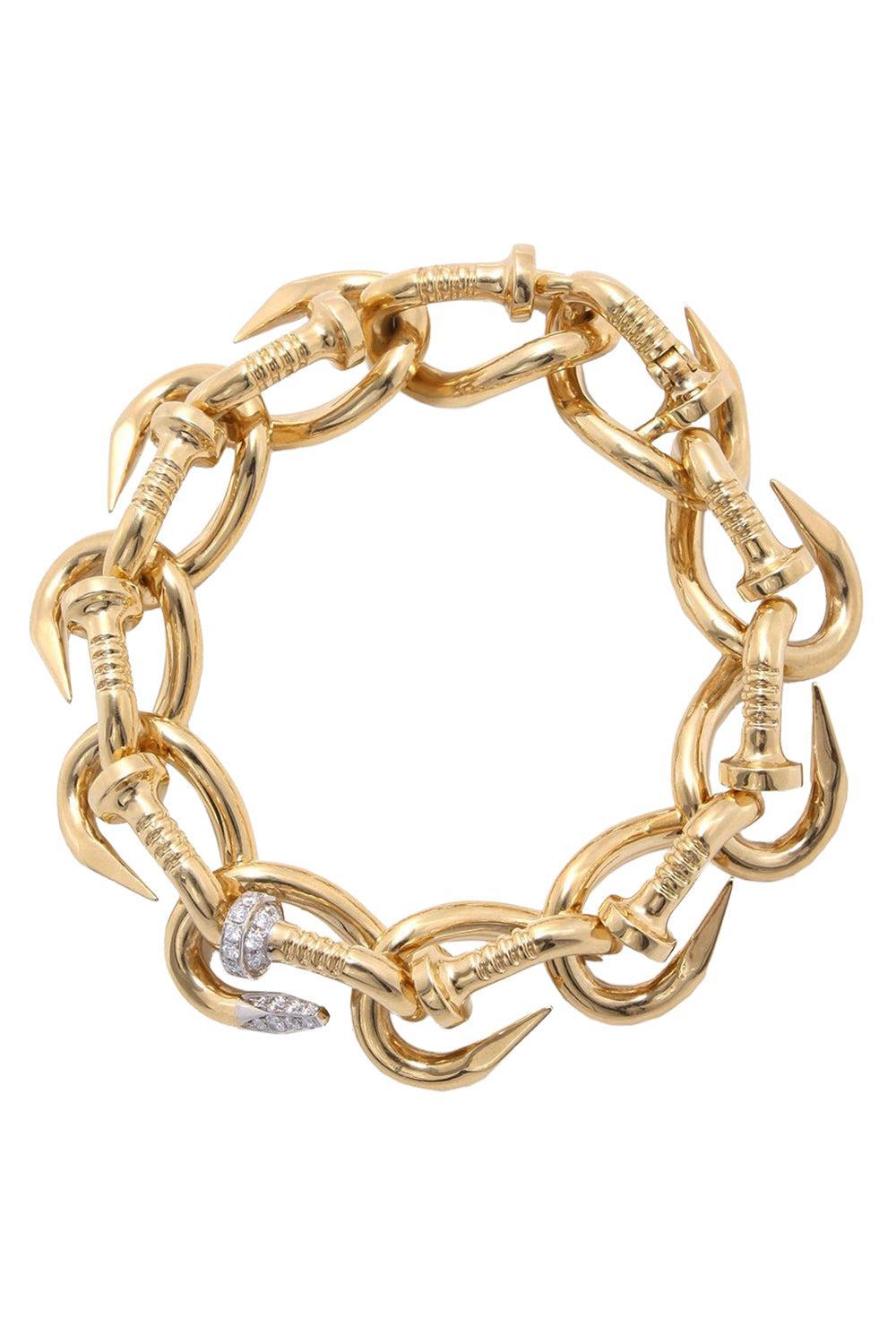 Polished Diamond Nail Link Bracelet-YELLOW GOLD-JEWELRYFINE JEWELBRACELET O-DAVID WEBB