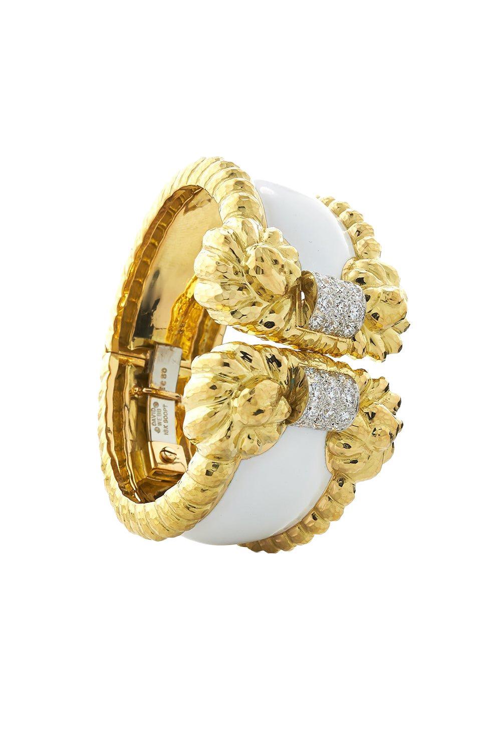 White Enamel Rope Cuff Bracelet-YELLOW GOLD-JEWELRYFINE JEWELBRACELET O-DAVID WEBB