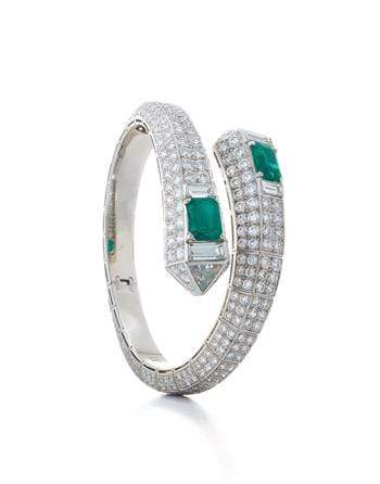 DAVID WEBB-Emerald and Diamond Prism Bracelet-PLATINUM