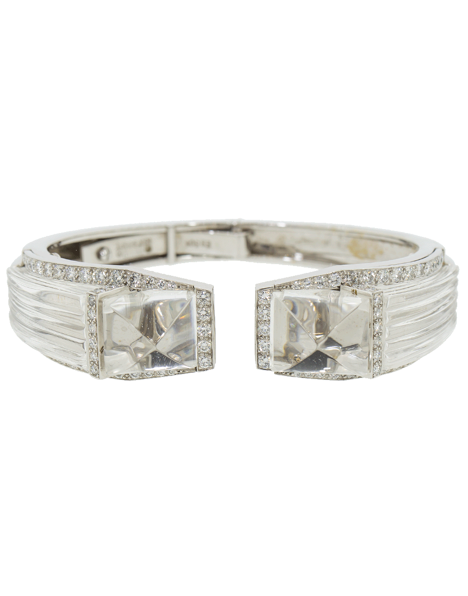 DAVID WEBB-Sugarloaf Cabochon White Night Cuff-PLATINUM