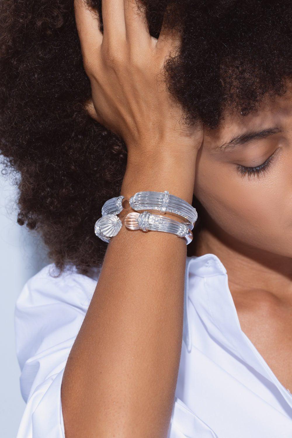 DAVID WEBB-Soiree Cuff Bracelet-WHITE GOLD