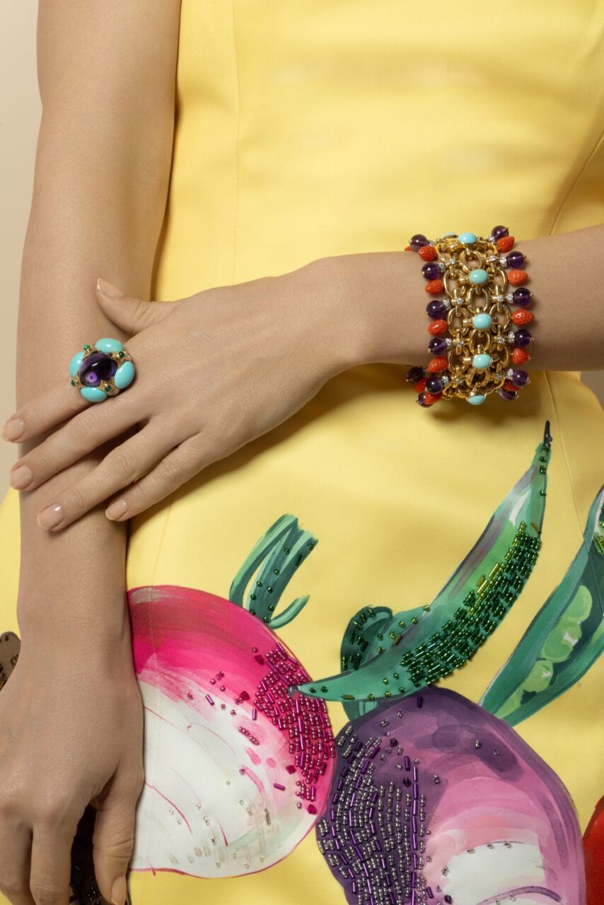 Amethyst Coral Couture Brocade Braclet