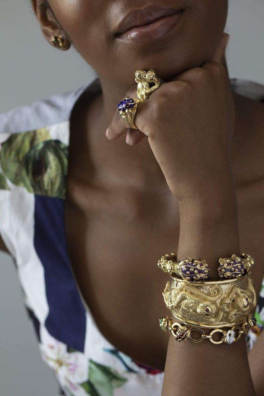 DAVID WEBB-Baby Frog Link Bracelet-YELLOW GOLD