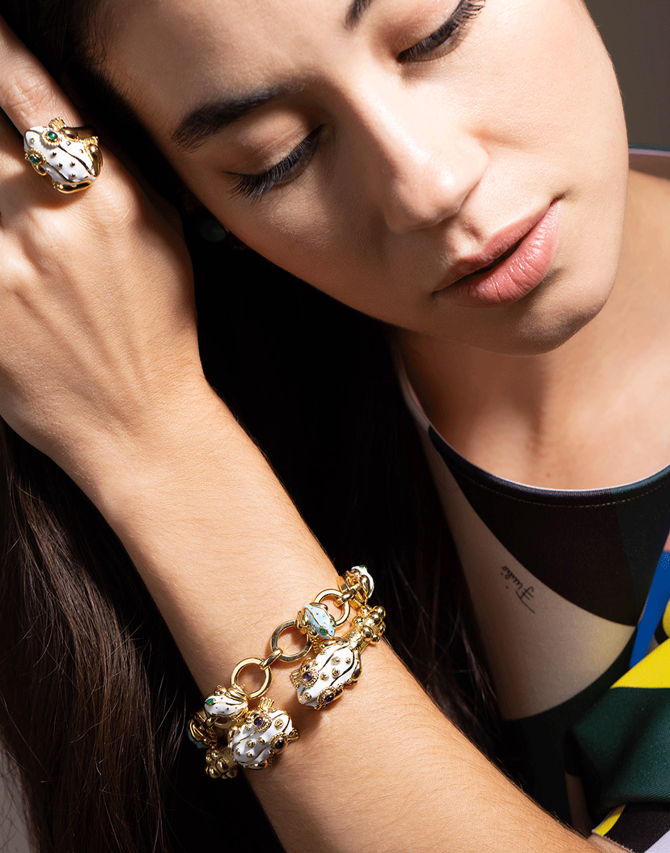 DAVID WEBB-Baby Frog Link Bracelet-YELLOW GOLD