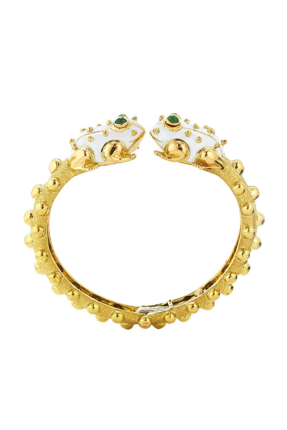 Baby Frog White Bangle Bracelet-YELLOW GOLD-JEWELRYFINE JEWELBRACELET O-DAVID WEBB