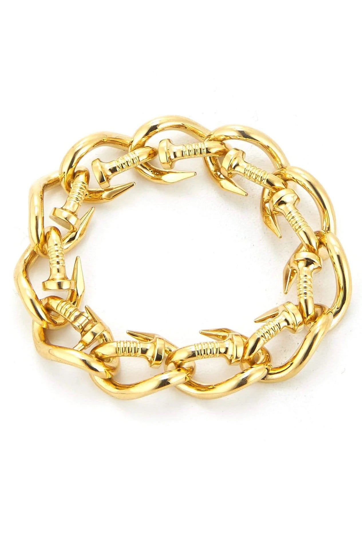 DAVID WEBB-Polished Gold Nail Link Bracelet-YELLOW GOLD