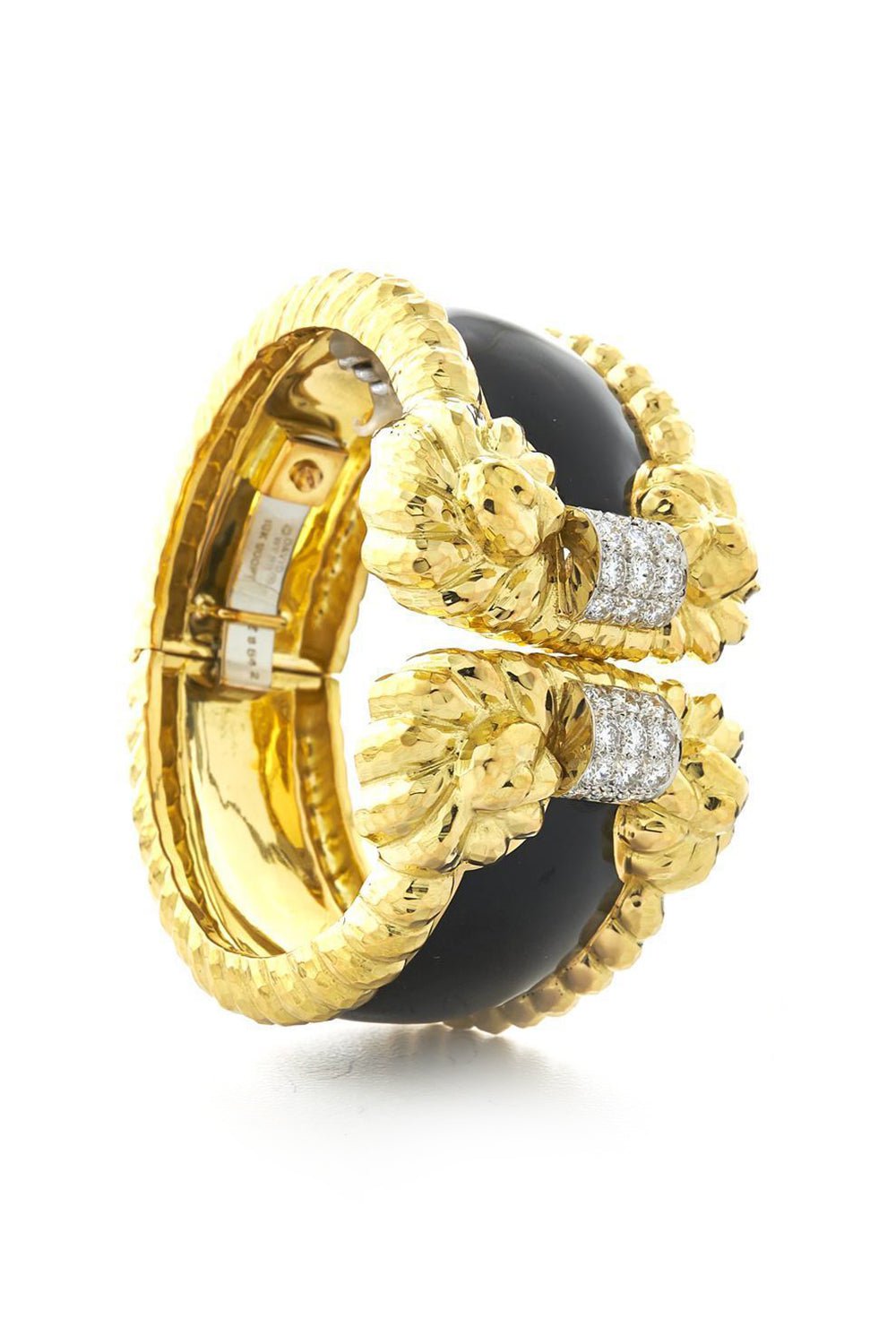 DAVID WEBB-Black Enamel Rope Cuff Bracelet-YELLOW GOLD