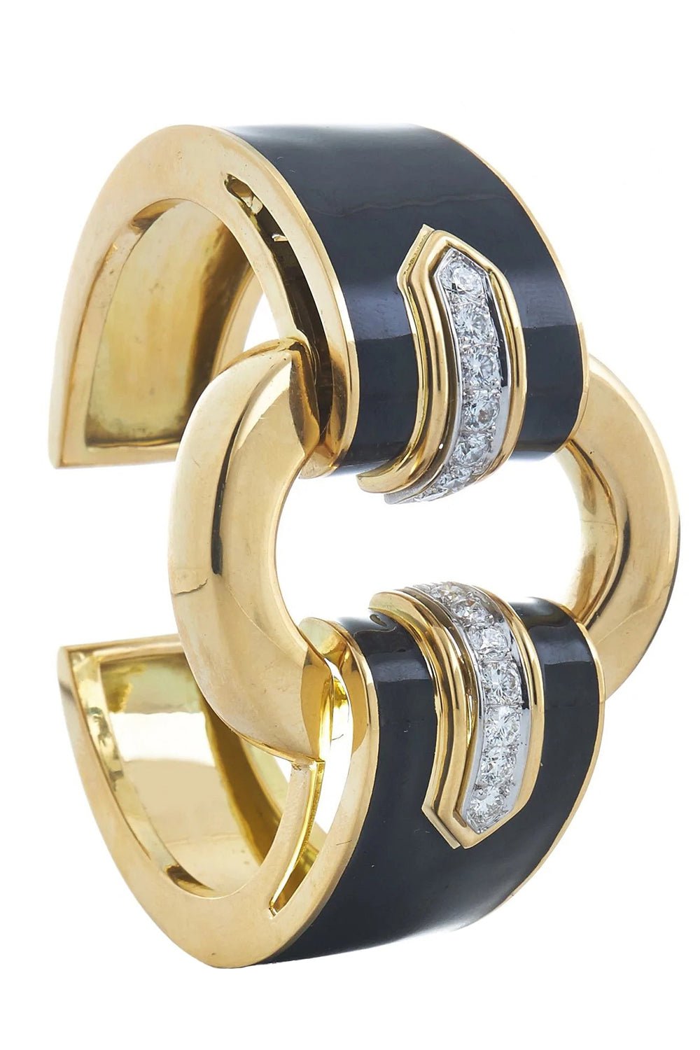 DAVID WEBB-Black Enamel Strap Cuff-YELLOW GOLD