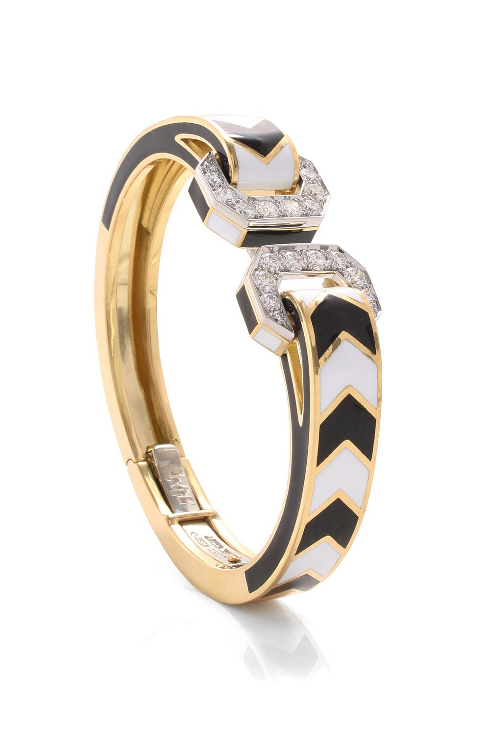 DAVID WEBB-Chevron Double Buckle Bracelet-YELLOW GOLD
