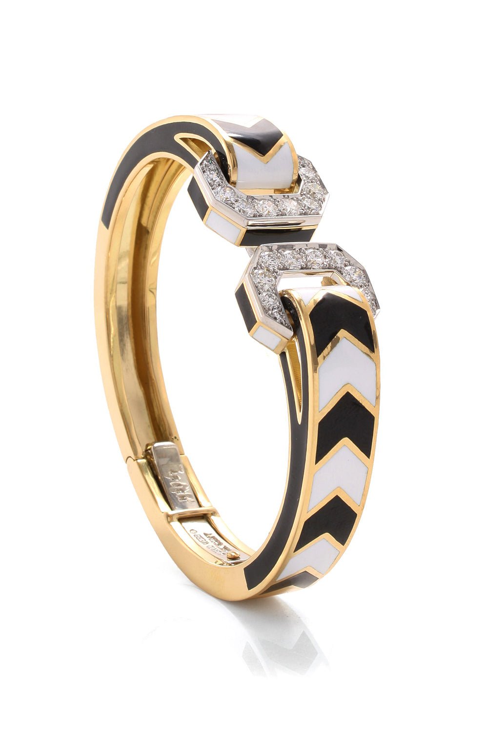 DAVID WEBB-Chevron Double Buckle Bracelet-YELLOW GOLD
