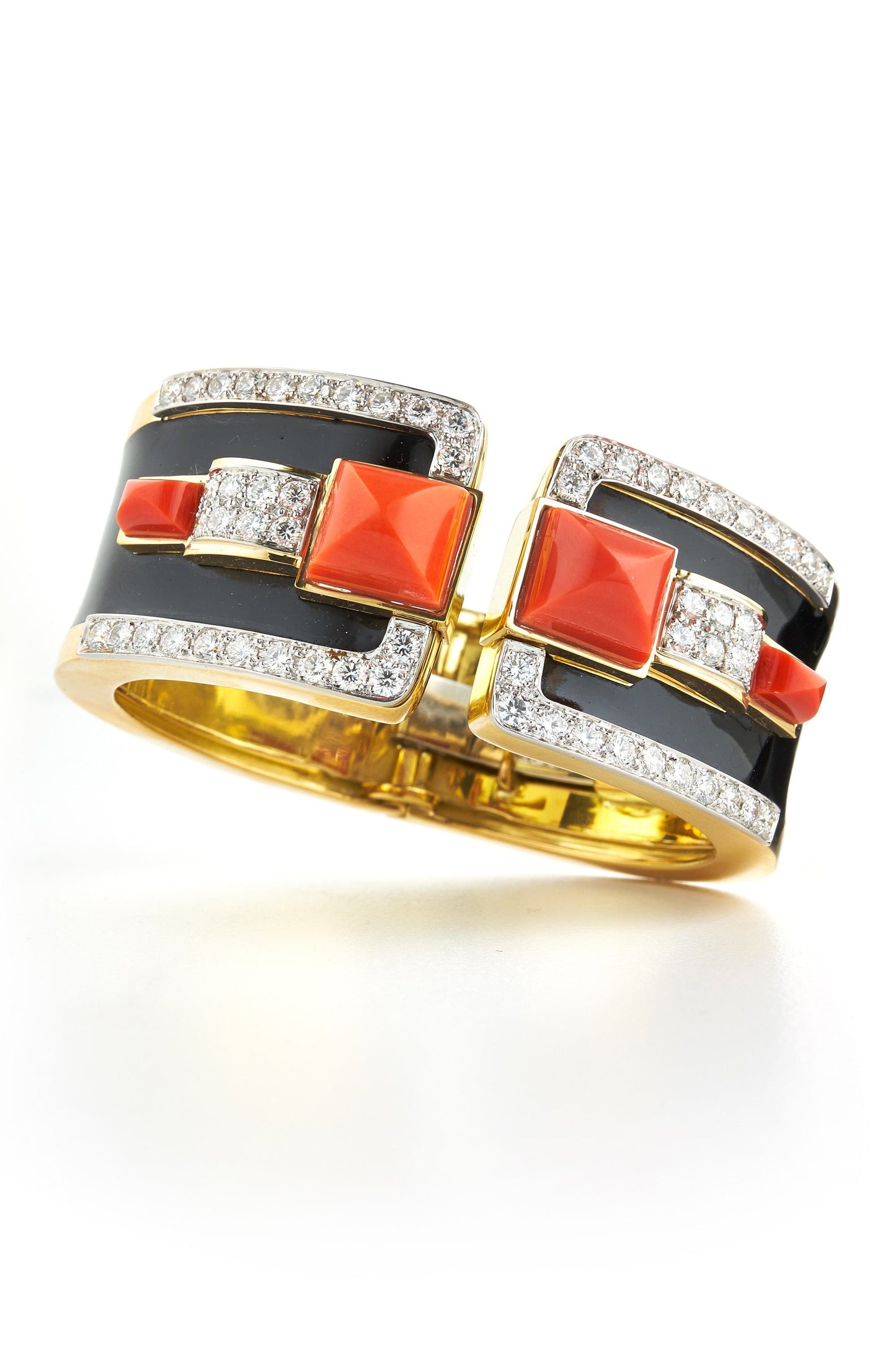 DAVID WEBB-Coral Bastille Cuff-YELLOW GOLD