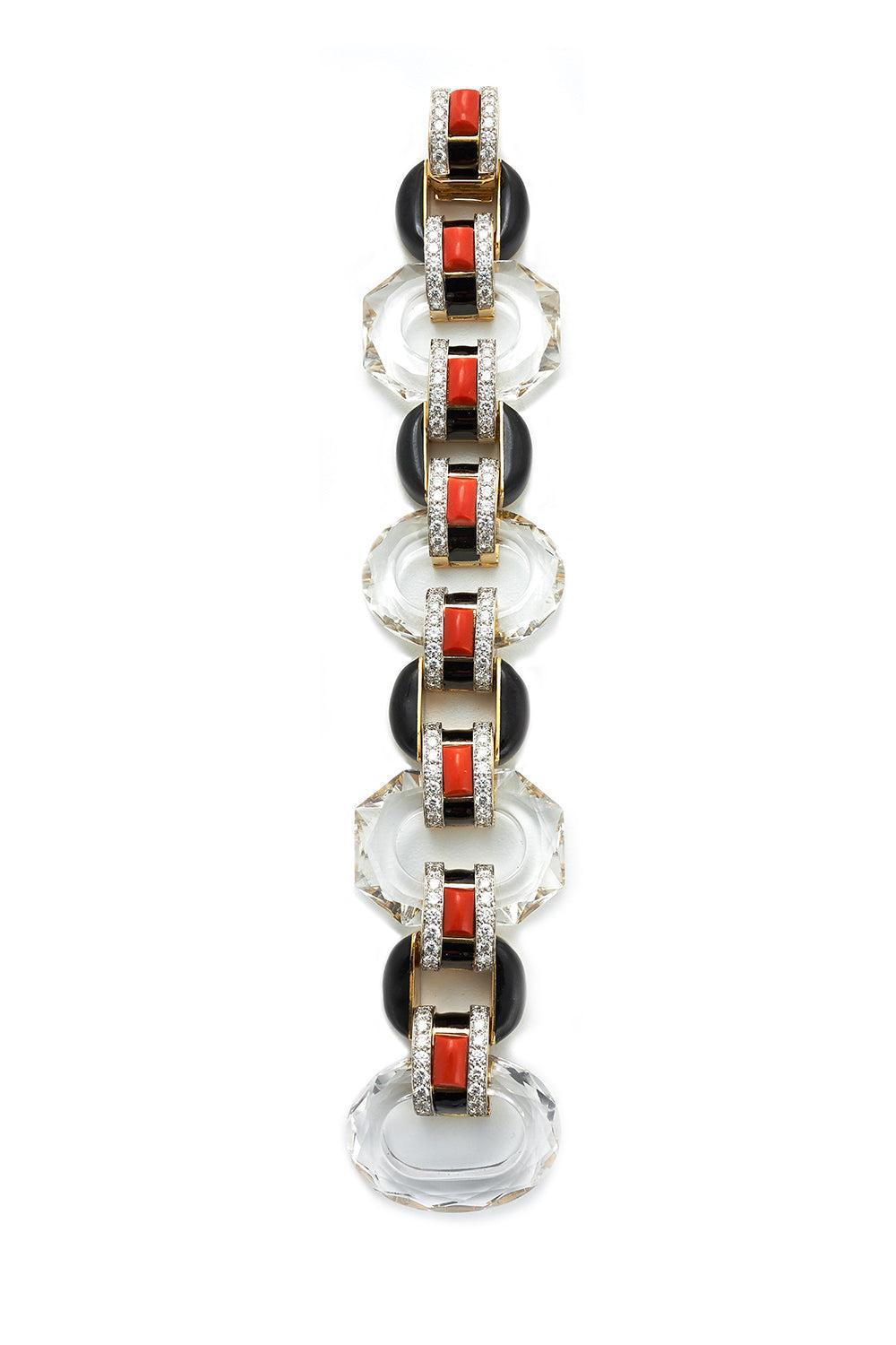Coral Black Tuxedo Bracelet-YELLOW GOLD-JEWELRYFINE JEWELBRACELET O-DAVID WEBB