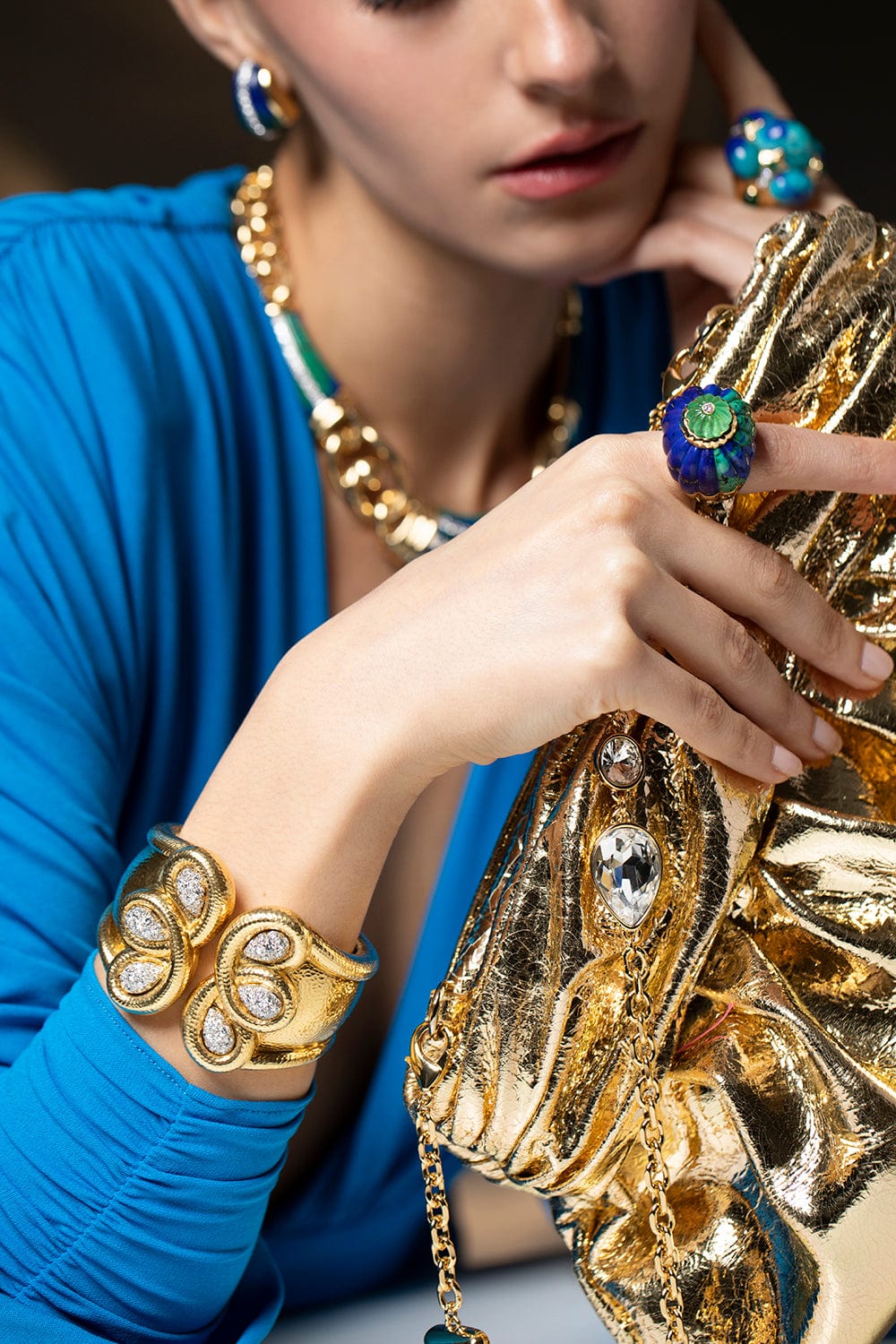 DAVID WEBB-Curly Q Cuff-YELLOW GOLD