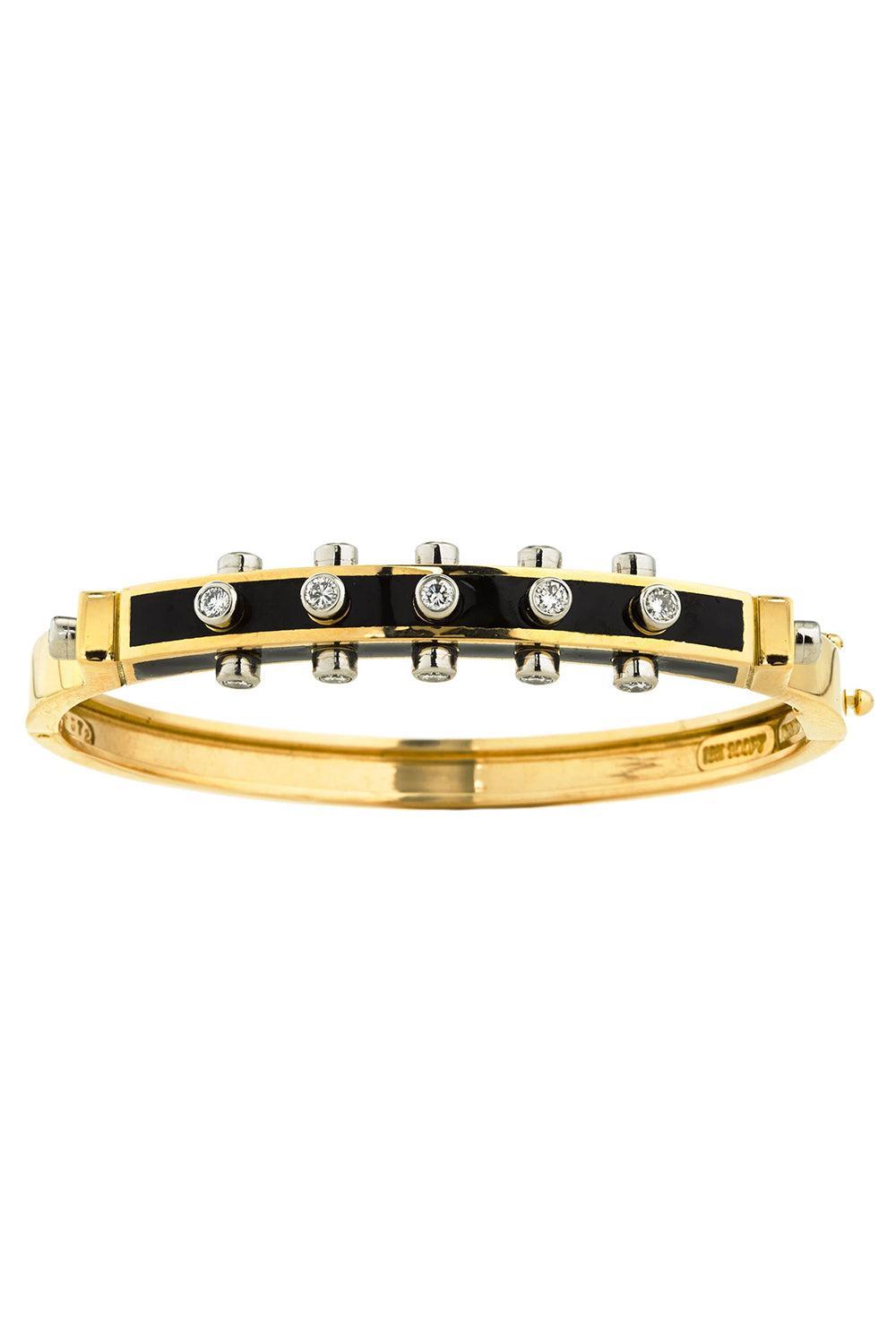 Diamond Black Studlette Bangle Bracelet-YELLOW GOLD-JEWELRYFINE JEWELBRACELET O-DAVID WEBB